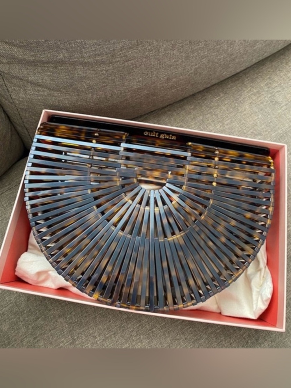 Cult Gaia acrylic ark clutch bag tortoise new with box